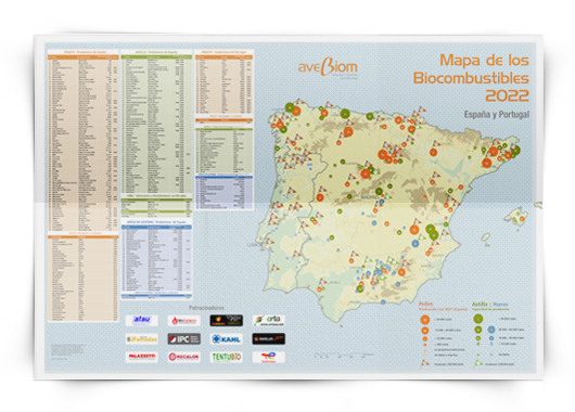 mapa biocombustibles solidos 2022 pellet astilla hueso lena avebiom