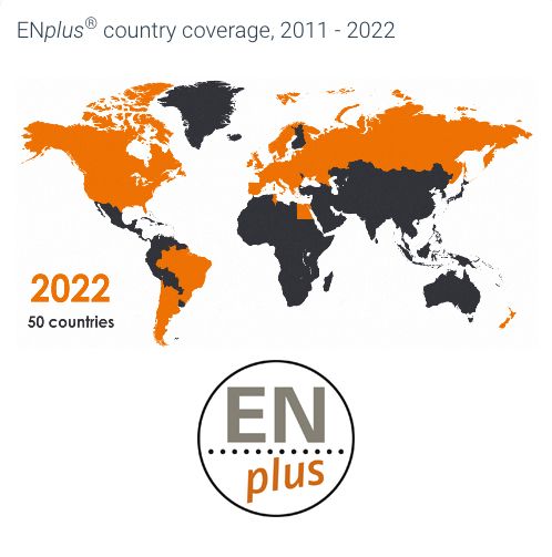 pellet certificado calidad enplus 50 paises en 2022