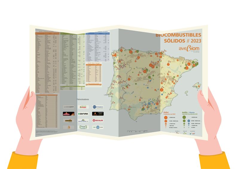 mapa biocombustibles solidos 2023 pellet astilla hueso lena avebiom