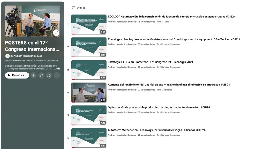 Lista reproduccion posteres congreso internacional bioenergia gases renovables 2024