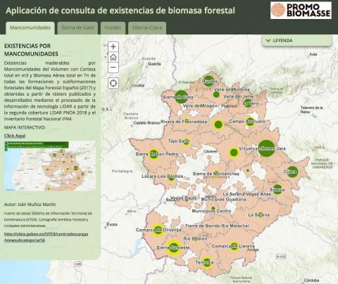 geoportal biomasa forestal extremadura promobiomasse agenex